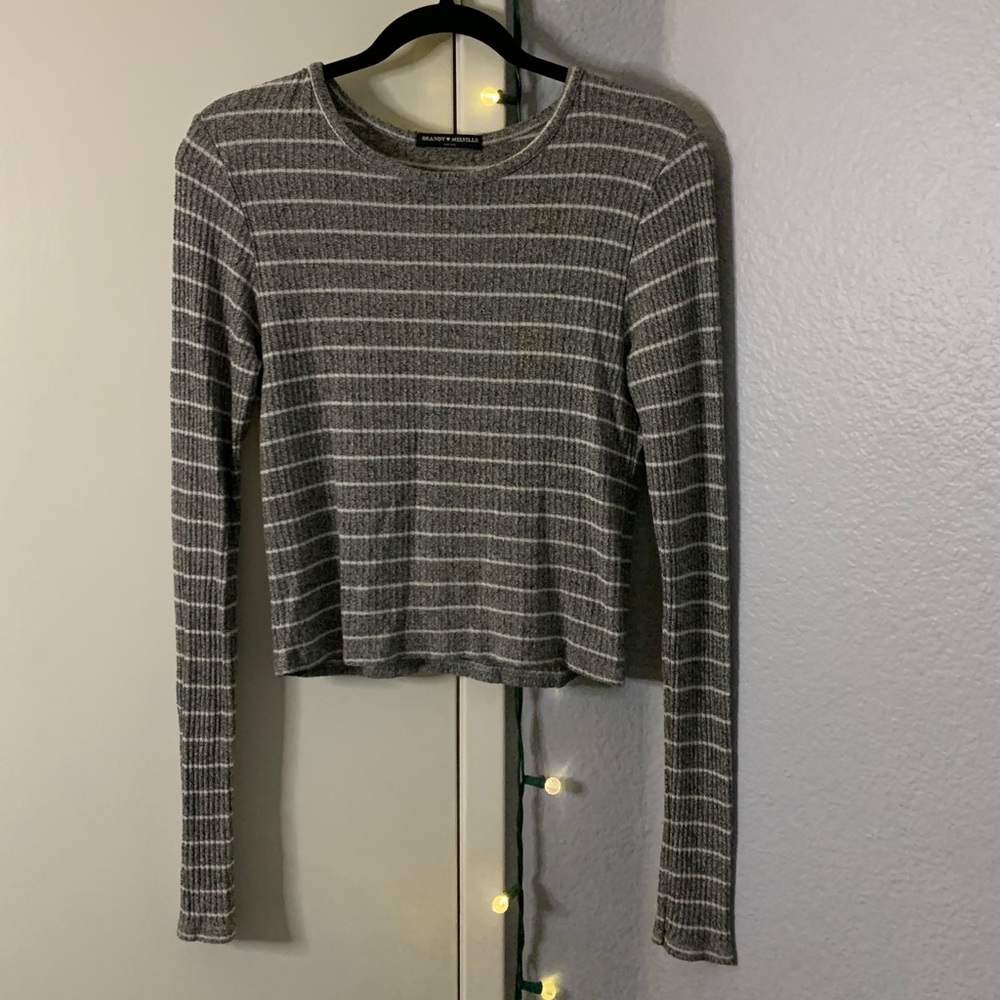 Brandy Melville gray/white striped sweater